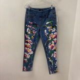 JOSEPH RIBKOFF WOMEN'S JEANS blue with multi paint 8