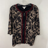 cj banks WOMEN'S PLUS TOP black red cream multi animal print 2X
