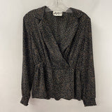 just WOMEN'S BLOUSE/SHIRT black white bge dots M
