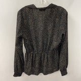 just WOMEN'S BLOUSE/SHIRT black white bge dots M