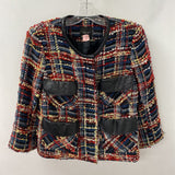 SMYTHE WOMEN'S BLAZER/JACKET navy red yellow silver plaid 6