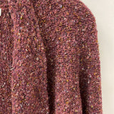 PARKHURST WOMEN'S CARDIGAN flecked dark pink boucle M