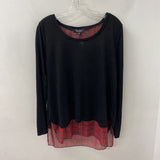 PAPILLON WOMEN'S TOP black with red plaid XL