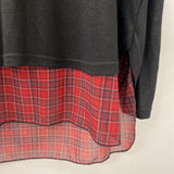 PAPILLON WOMEN'S TOP black with red plaid XL
