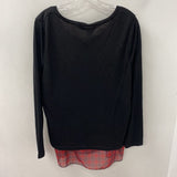 PAPILLON WOMEN'S TOP black with red plaid XL