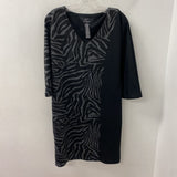 LENNIE for nina leonard WOMEN'S DRESS black grey animal print L