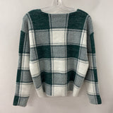 TAHARI WOMEN'S SWEATER white green check M
