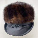 WOMEN'S HAT mink brown and black satin S