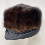 WOMEN'S HAT mink brown and black satin S
