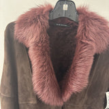 ELIE TAHARI WOMEN'S COAT brown burgundy M