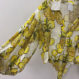 SARA ROKA WOMEN'S BLOUSE/SHIRT white yellow green M/42