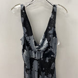 ZARA WOMEN'S PLUS DRESS black grey flocked XXL