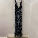 ZARA WOMEN'S PLUS DRESS black grey flocked XXL