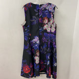 DKNY WOMEN'S DRESS black red purple floral 14