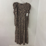 ZARA WOMEN'S DRESS beige black animal print L