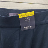 M&S WOMEN'S PANTS navy 12 long